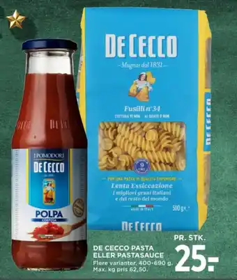 MENY DE CECCO PASTA ELLER PASTASAUCE tilbud