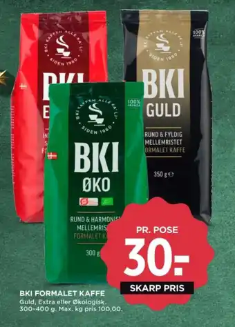 MENY BKI FORMALET KAFFE Guld, Extra eller Økologisk. tilbud