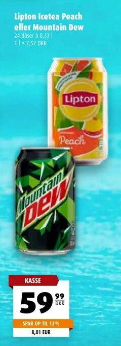 Lipton Icetea Peach eller Mountain Dew