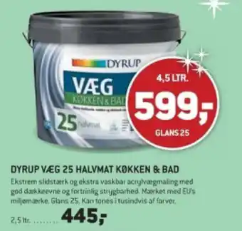 XL-BYG DYRUP VÆG 25 HALVMAT KØKKEN & BAD 4,5 LTR. tilbud