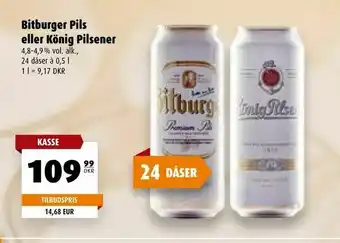 Scandinavian Park Bitburger Pils eller König Pilsener tilbud