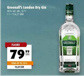 Scandinavian Park Greenall's London Dry Gin tilbud