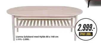 My Home Lianna sofabord med hylde 80 x 140 cm tilbud