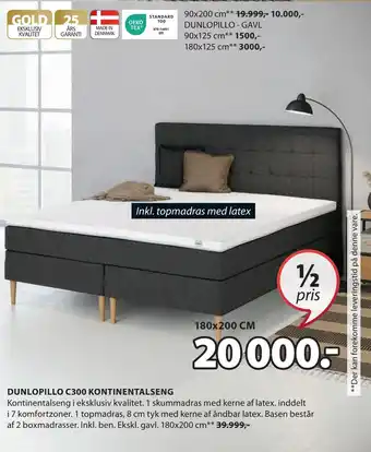 JYSK Dunlopillo c300 kontinentalseng tilbud