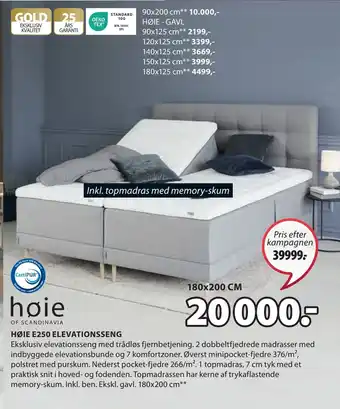 JYSK Høie e250 elevationsseng tilbud