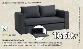 JYSK Skillebekk sovesofa tilbud