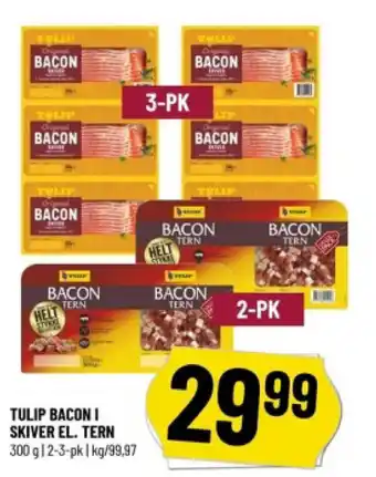 Løvbjerg TULIP BACONI SKIVER EL. TERN 300 g 12-3-pk | kg/99,97 tilbud