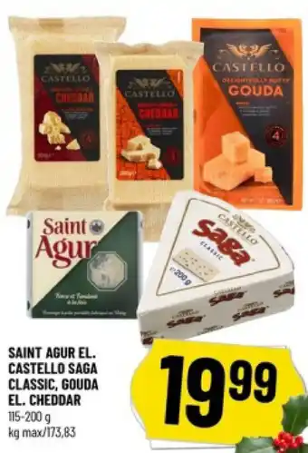 SAINT AGUR EL. CASTELLO SAGA CLASSIC, GOUDA EL. CHEDDAR 115-200 g kg max/173,83