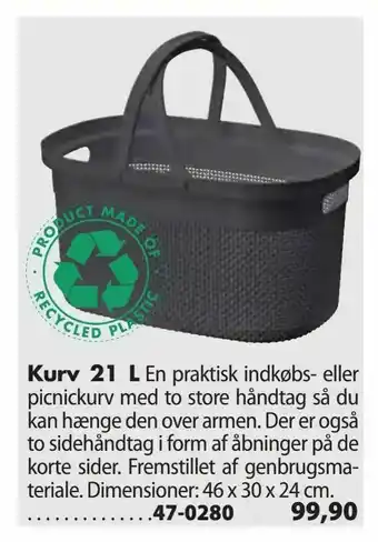 Biltema Kurv 21 L tilbud