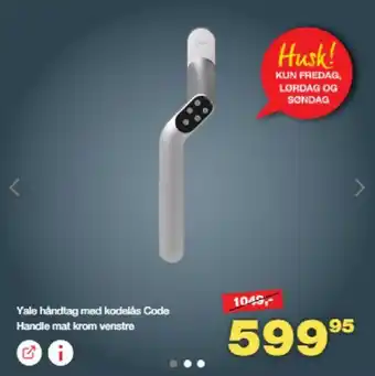 Yale håndtag med kodelås Code Handle mat krom venstre