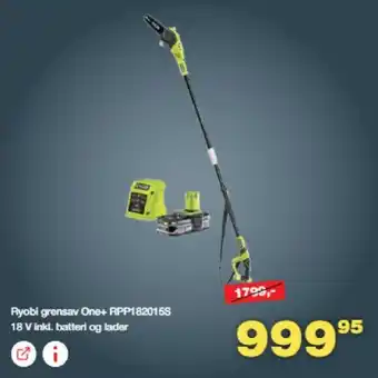 Bauhaus Ryobi grensav One+ RPP182015S 18 V inkl. batteri og lader tilbud