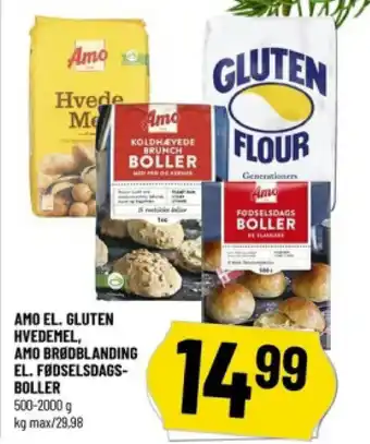 Løvbjerg AMO EL. GLUTEN HVEDEMEL, AMO BRØDBLANDING EL. FØDSELSDAGS-BOLLER tilbud