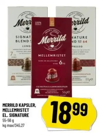 Løvbjerg MERRILD KAPSLER, MELLEMRISTET EL. SIGNATURE 55-56 g kg max/345,27 tilbud