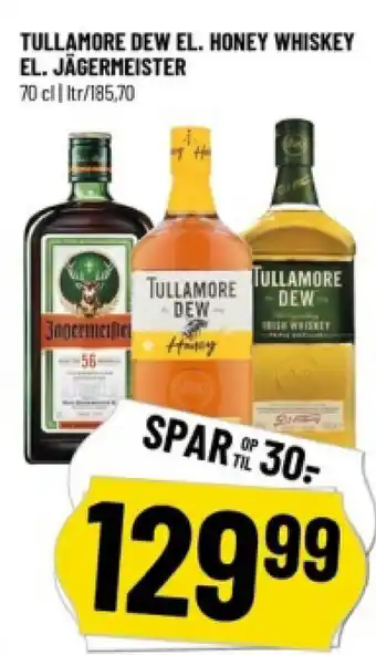 Løvbjerg TULLAMORE DEW EL. HONEY WHISKEY EL. JÄGERMEISTER tilbud
