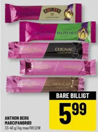 Løvbjerg ANTHON BERG MARCIPANBRØD 33-40 g 1 kg max/181,52W tilbud