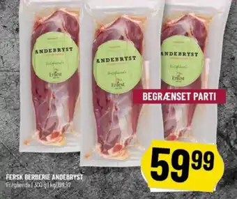 Løvbjerg FERSK BERBERIE ANDEBRYST Fritgående 1300 g 1 kg/199,97 tilbud