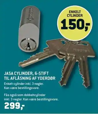 XL-BYG JASA CYLINDER, 6-STIFT TIL AFLÅSNING AF YDERDOR tilbud