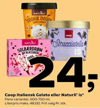 Coop 365 Coop italiensk Gelato eller Naturli' is tilbud