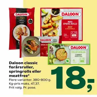 Coop 365 Daloon classic forårsruller, springrolls eller meatfree tilbud