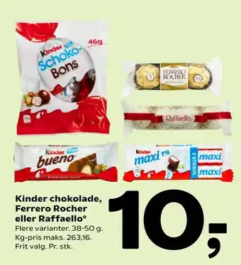 Coop 365 Kinder chokolade, Ferrero Rocher eller Raffaello tilbud