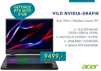 CBC Acer nitro 5 bærbar gamer pc tilbud