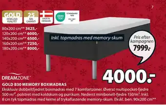 JYSK Gold b30 memory boxmadras tilbud