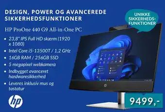 23,8” ips full hd skærm (1920 x 1080) intel core i5-13500t / 1,2 ghz 16gb ram / 256gb ssd 5 megapixel webkamera. indbygget av