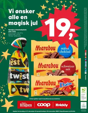 Kvickly Marabou chokoladeplade eller twist tilbud