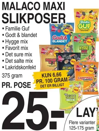ABC Lavpris Malaco Maxi Slikposer Familie Guf 375 Gram tilbud