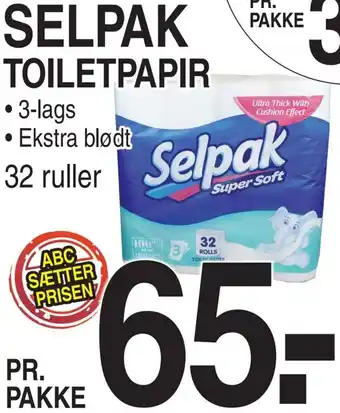 ABC Lavpris Selpak Toiletpapir 32 Ruller tilbud