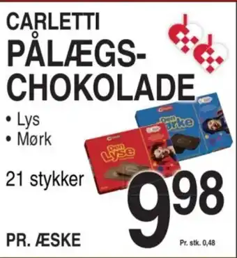 ABC Lavpris CARLETTI PÅLÆGS-CHOKOLADE. tilbud