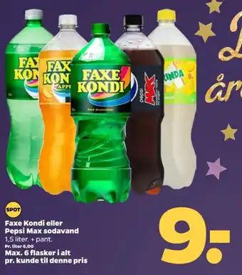 Netto Faxe Kondi eller Pepsi Max sodavand 1,5 liter. tilbud