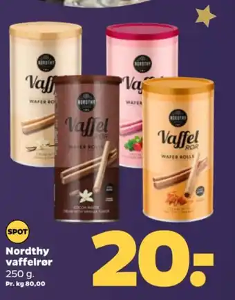 Netto Nordthy vaffelrør 250 g. Pr. kg 80,00 tilbud