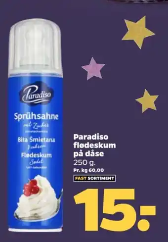 Netto Paradiso flødeskum på dåse 250 g. tilbud