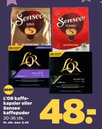 Netto L'OR kaffe-kapsler eller Senseo kaffepuder tilbud