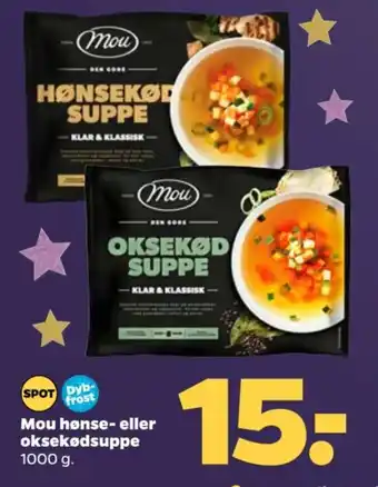 Netto Mou hønse- eller oksekødsuppe 1000 g. tilbud