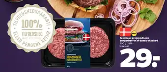 Netto Premieur krogmodnede burgerbøffer af dansk oksekød tilbud