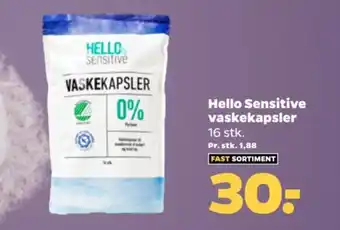 Netto Hello Sensitive vaskekapsler 16 stk. tilbud