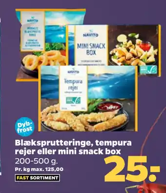 Netto Blæksprutteringe, tempura rejer eller mini snack box tilbud