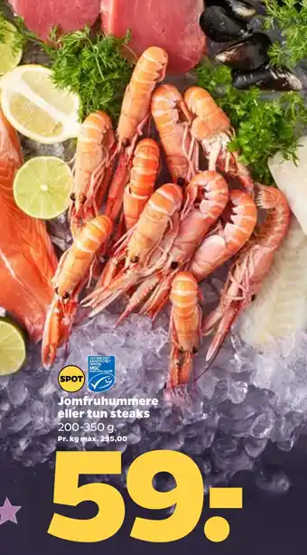 Netto Jomfruhummere eller tun steaks tilbud