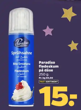 Paradiso flødeskum på dåse
