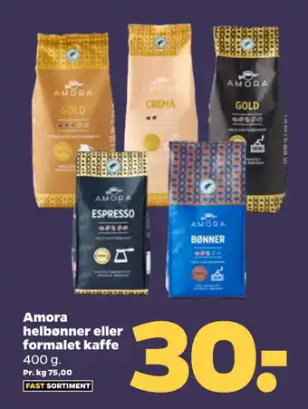 Netto Amora helbønner eller formalet kaffe tilbud