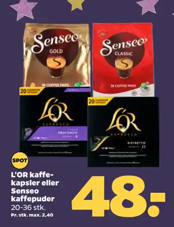 L'or kaffekapsler eller senseo kaffepuder