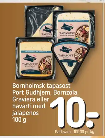 REMA 1000 Bornholmsk tapasost port gudhjem, bornzola, graviera eller havarti med jalapenos tilbud
