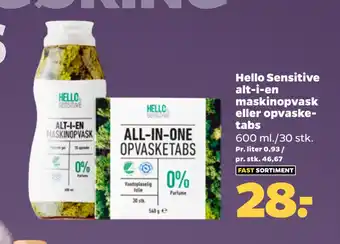 Netto Hello sensitive alt-i-en maskinopvask eller opvasketabs tilbud