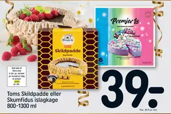 REMA 1000 Toms skildpadde eller skumfidus islagkage 800-1300 ml tilbud