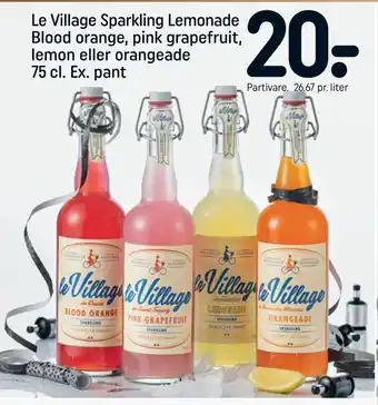 REMA 1000 Le village sparkling lemonade blood orange, pink grapefruit, lemon eller orangeade 75 cl tilbud