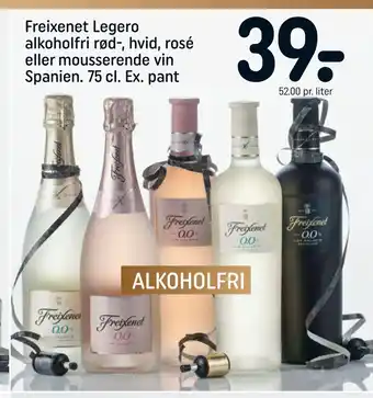 REMA 1000 Freixenet legero. alkoholfri rød-, hvid, rosé eller mousserende vin spanien 75 cl tilbud
