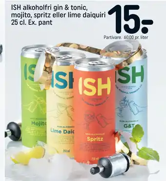Ish alkoholfri gin & tonic, mojito, spritz eller lime daiquiri 25 cl