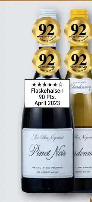 REMA 1000 Le bon rød- eller hvidvin frankrig, 75 cl negociant pinot noir mellemfyldig og frisk rødvin med smag af jordbær, kirsebær, la tilbud